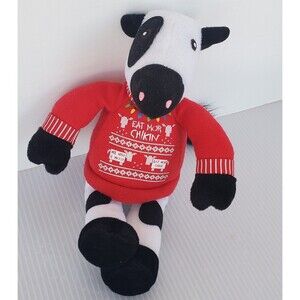 Chick Fil A 9” Plush Cow EAT MOR CHIKIN Ugly Sweater 2018 Christmas Holiday